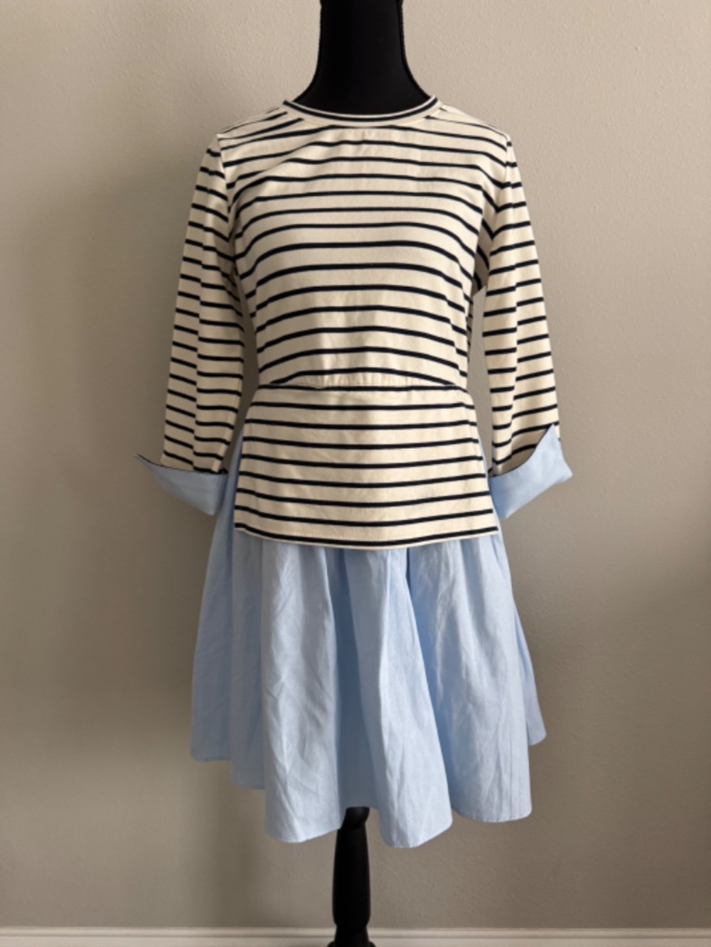NWT English Factory Striped Knit Top Blue Poplin Dress Size S - Picture 3 of 7